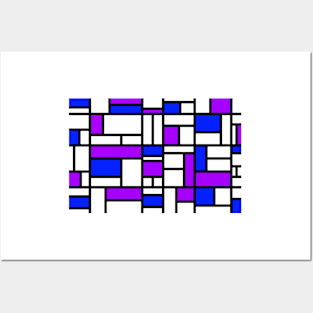 Abstract mosaic pattern grid with random colours blue and purple - illustration Posters and Art